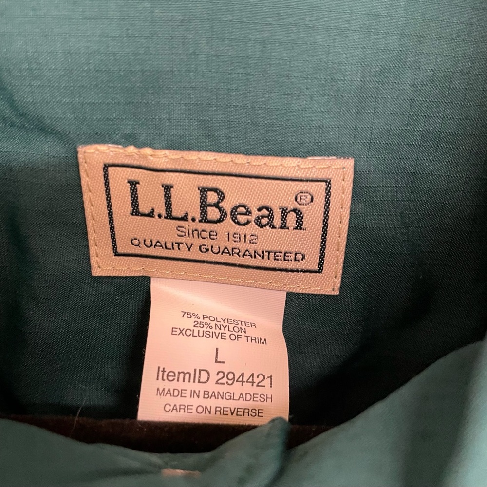 L.L. Bean Vintage Button-Down Long Sleeve Fishing Hiking Shirt - Green Men’s L - Picture 3 of 13